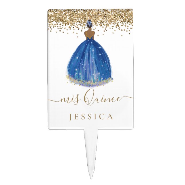 Glitter Girl Gown Mis Quince Quinceañera Party  Cake Topper (Front)