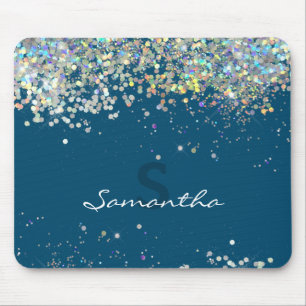 Glitter Girly Custom Name Mouse Pad
