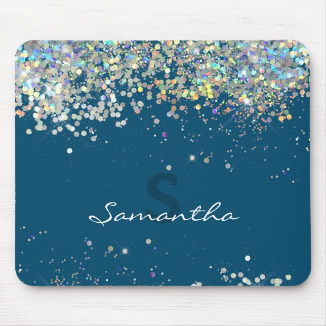 Glitter Girly Custom Name Mouse Pad (Front)