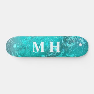 Glitter Girly Green Mermaid Monogram Fantasy Teal
