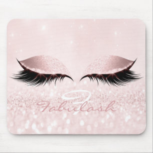 Glitter Girly Monogram Name Beauty Lashes Pink Mouse Pad