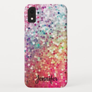 Glitter Girly Rainbow Patterned Phone Custom Name Iphone Xr Case by Frasure_Studios at Zazzle