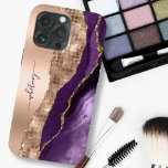 Glitter Girly Rose Gold Stylish Purple iPhone 13 Pro Case<br><div class="desc">Elegant Chich Glitter Phone Cases & Covers. Personalize with your name,  monogram,  initial or text. You can change text color and font style using the customize it further option. Please note the glitter effect is not real,  but just simulated.</div>