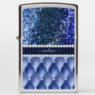 Glitter Girly Sparkle Luxury Navy Blue Zippo Lighter