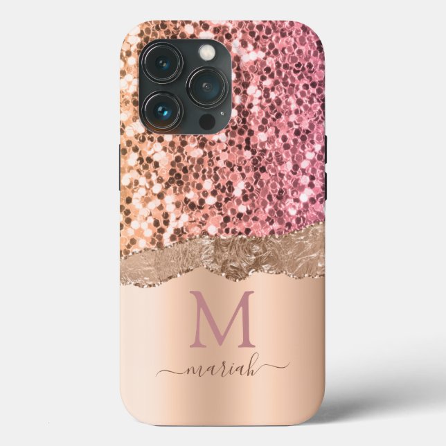 Glitter Girly Sparkle Rose Gold Bridal Shower Case-Mate iPhone Case (Back)