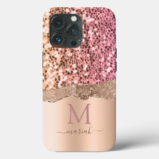 Glitter Girly Sparkle Rose Gold Bridal Shower Case-Mate iPhone Case | Zazzle