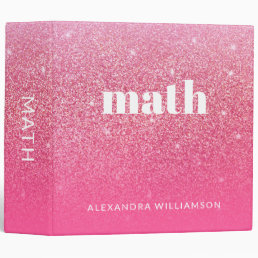 Glitter Girly Sparkly Rose Pink Name School   3 Ring Binder