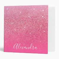 Glitter Girly Sparkly Rose Pink Script Name
