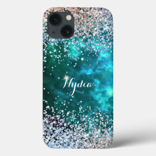 Glitter Girly Sweet 16 Sparkle Teal iPhone 13 Case