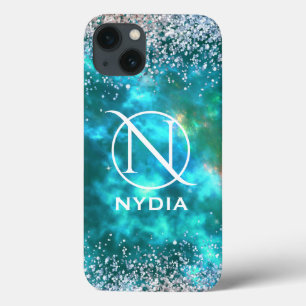 Glitter Girly Sweet 16 Teal iPhone 13 Case