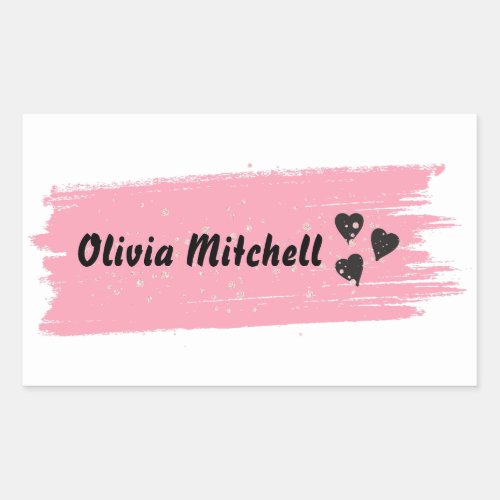 Glitter girly Waterproof Long Name Rectangular Sticker