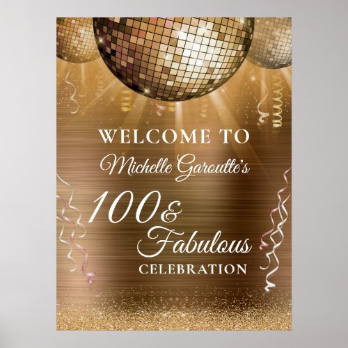 Glitter Glam 100  Fabulous Gold Disco Ball Poster