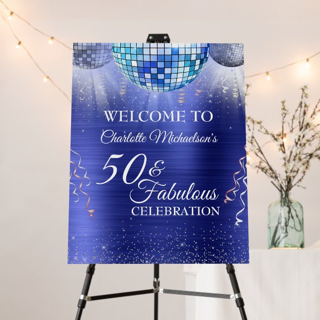 Glitter Glam 50 and Fabulous Blue Disco Ball Foam Board (In Situ (Stand))
