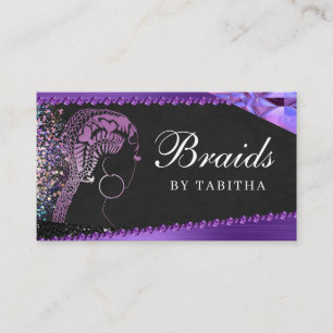 Glitter Glam Abstract Modern Hair Braiding Salon B Business Card