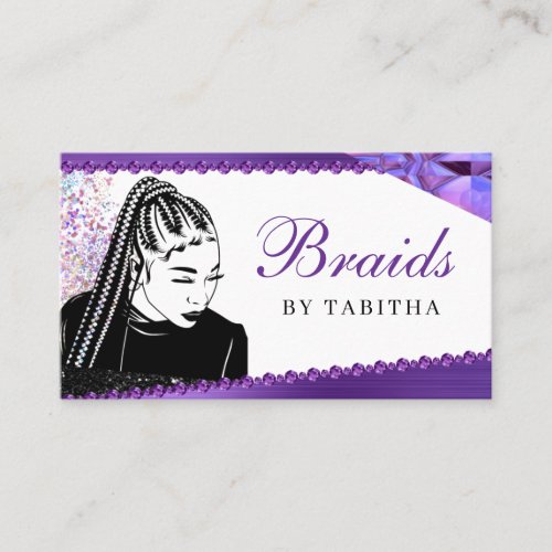 Glitter Glam Abstract Modern Hair Braiding Salon B Business Card