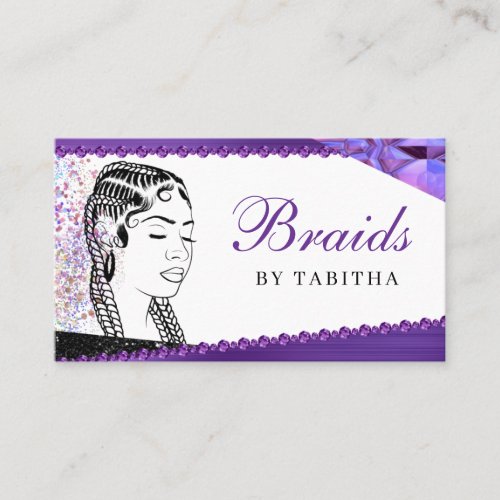 Glitter Glam Abstract Modern Hair Braiding Salon B Business Card