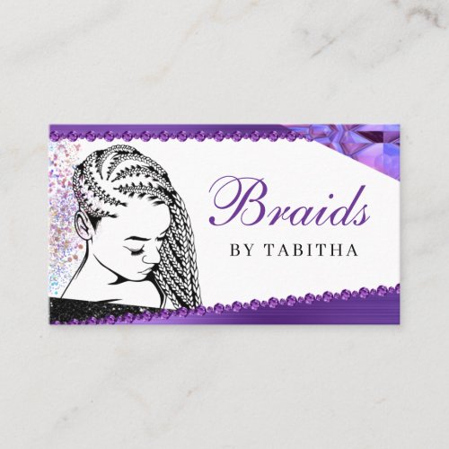 Glitter Glam Abstract Modern Hair Braiding Salon B Business Card