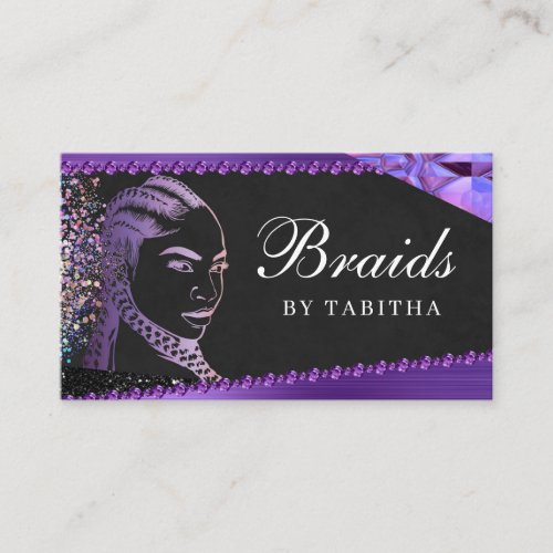 Glitter Glam Abstract Modern Hair Braiding Salon Business Card