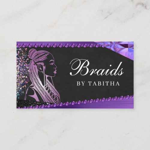 Glitter Glam Abstract Modern Hair Braiding Salon Business Card