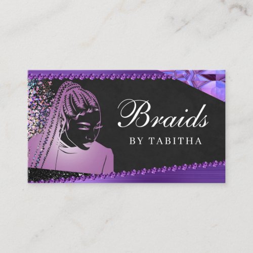 Glitter Glam Abstract Modern Hair Braiding Salon Business Card