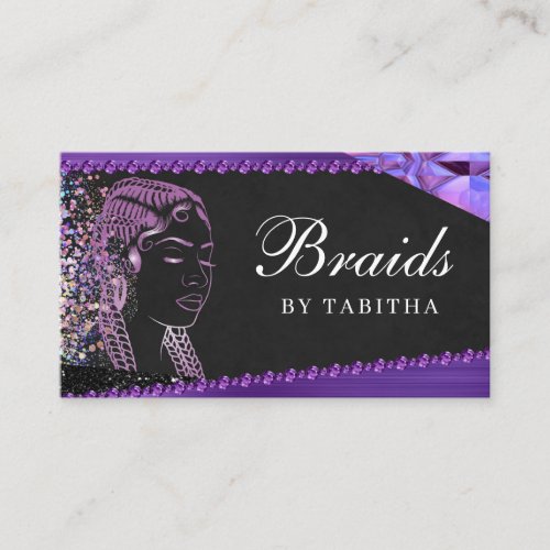 Glitter Glam Abstract Modern Hair Braiding Salon Business Card