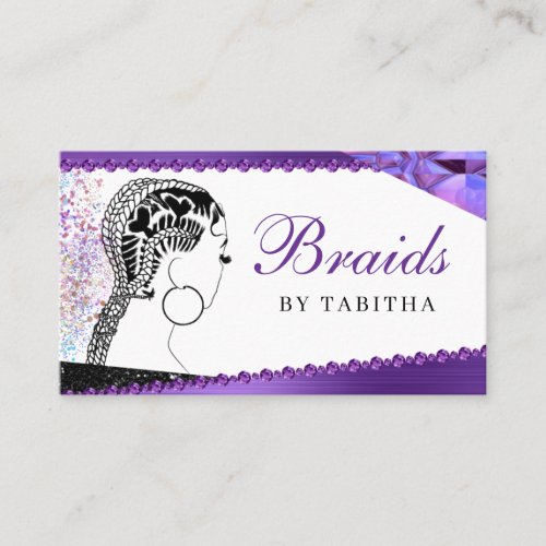 Glitter Glam Abstract Modern Hair Braiding Salon Business Card