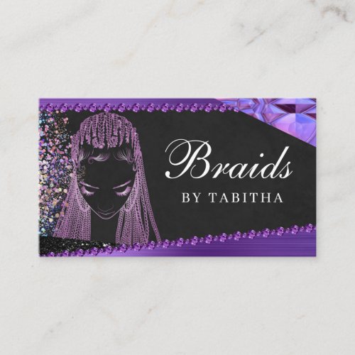 Glitter Glam Abstract Modern Hair Braiding Salon Business Card