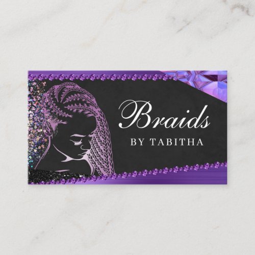 Glitter Glam Abstract Modern Hair Braiding Salon Business Card