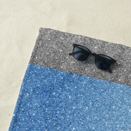 Glitter Glam Beach Towel in BlueSilver