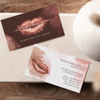 Glitter Glam Beauty Makeup Artist Rose Gold Lips Business Card