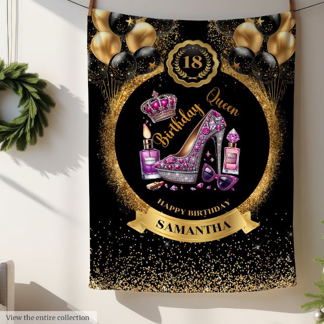 Glitter Glam Birthday Queen High Heels Blanket (Glitter Glam Birthday Queen High Heels Blanket)