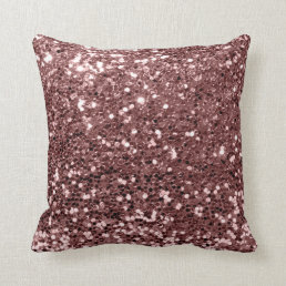 Glitter Glam Fashion Sequin Brown Skin Powder Rose Throw Pillow