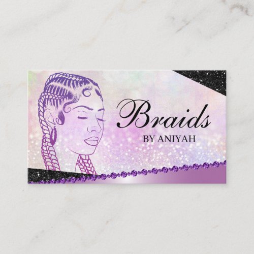 Glitter Glam Modern Hair Braiding Salon Business Card