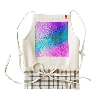 glitter,glam,pink,turquoise,metallic,trendy,girly, zazzle HEART apron