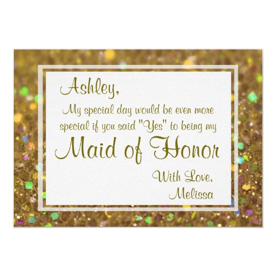 Glitter Glam Will You Be My Maid of Honor Invitation