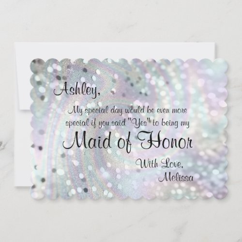 Glitter Glam Will You Be My Maid of Honor Invitation