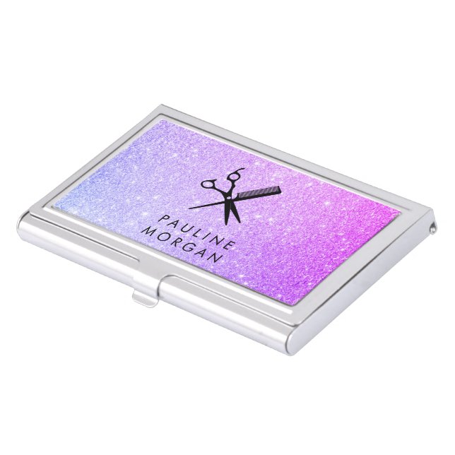 Glitter Glamour Hair Stylist Business Card Case (Front)