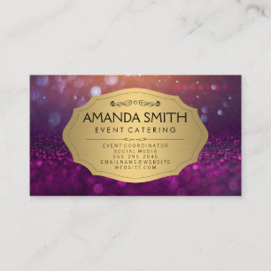 Glitter Glow Purple Metallic Gold Business Card
