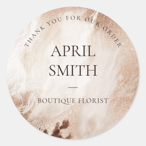 Glitter Gold Agate Marble Thank You For Your Order Classic Round Sticker