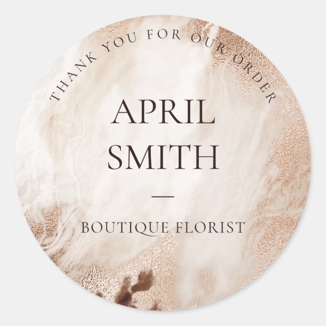 Glitter Gold Agate Marble Thank You For Your Order Classic Round Sticker (Front)