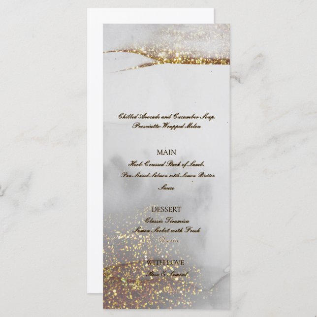 Glitter Gold Alcohol Ink Chic Flat Menu (Front/Back)