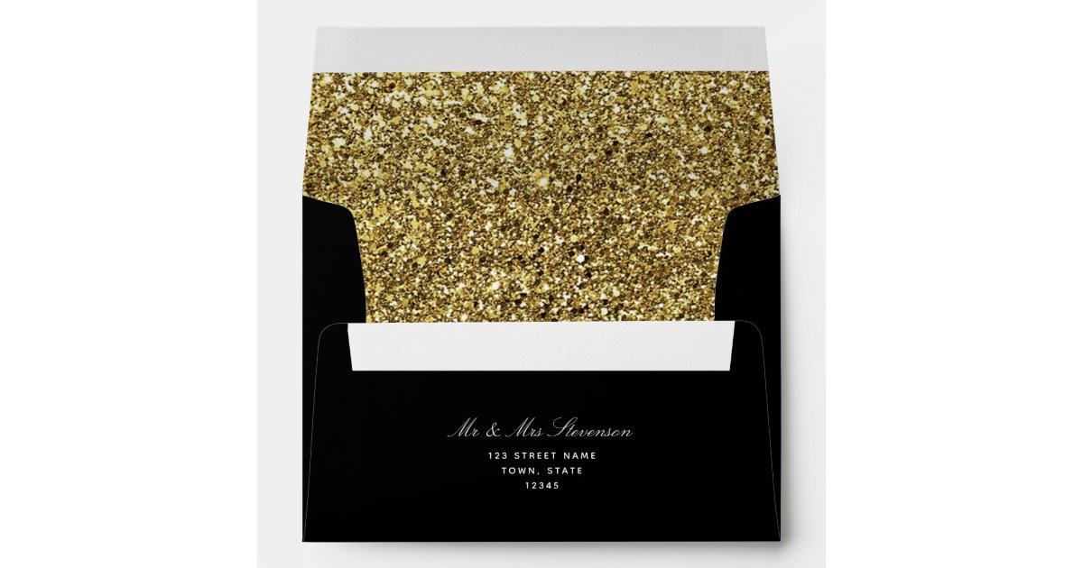 Glitter Gold and Black 5x7 Envelope | Zazzle