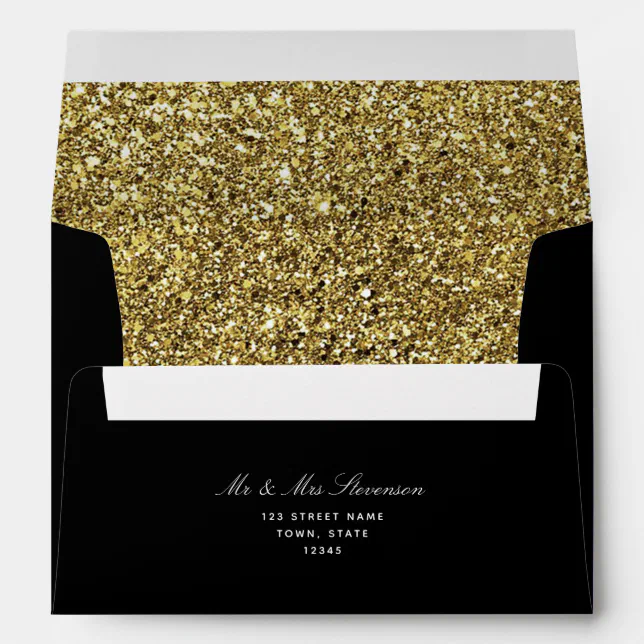 Glitter Gold and Black 5x7 Envelope | Zazzle