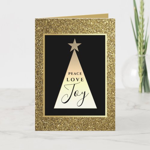 Glitter Gold and Black Christmas Holiday Card