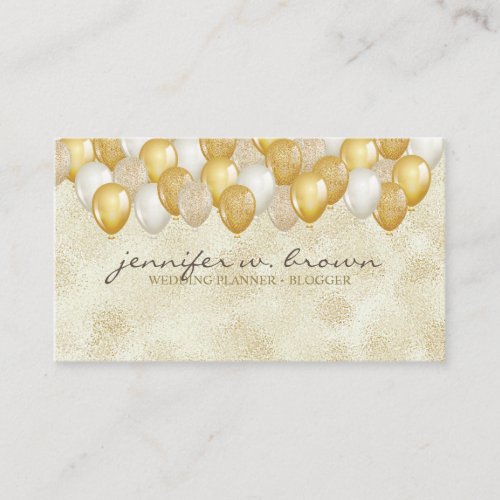 Glitter Gold Balloon Yellow Wedding Birthday Party Business Card