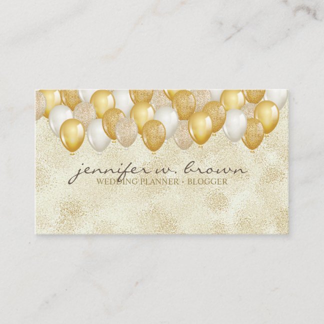 Glitter Gold Balloon Yellow Wedding Birthday Party Business Card