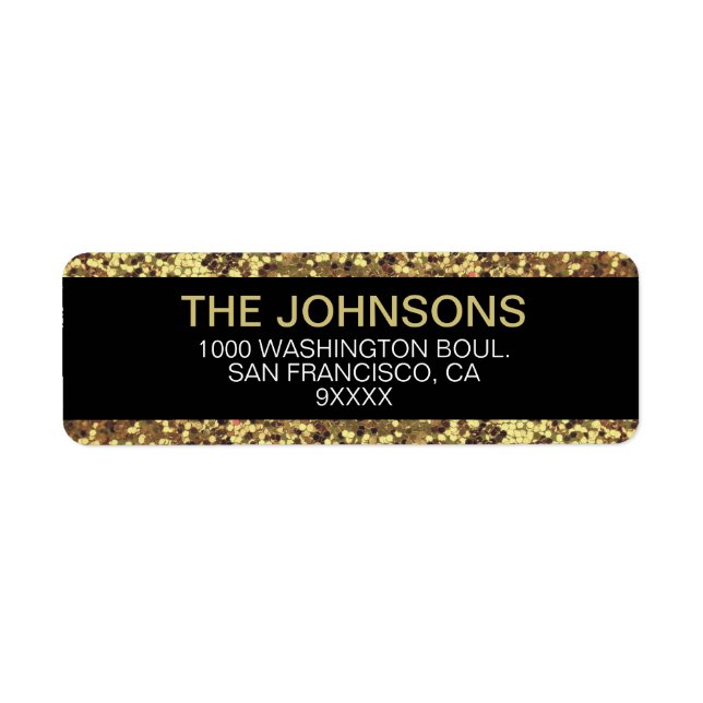 Glitter Gold Black Christmas New Year  Label (Front)
