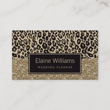 Glitter Gold Black Leopard Print Chic Cards by MG_BusinessCards at Zazzle