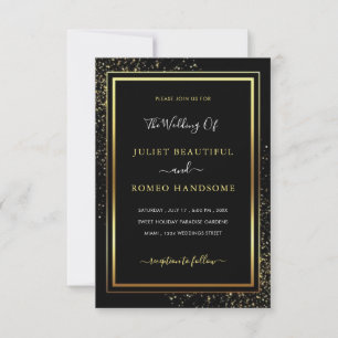 Glitter Gold Black Wedding Invitation Template