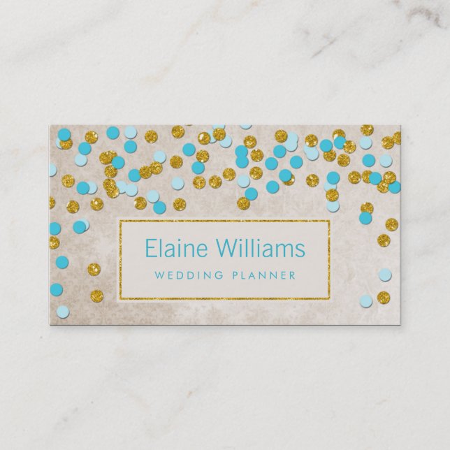 glitter gold blue confetti modern Business Cards (Front)